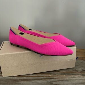 Rothy's The Point II Dragon Fruit Pink Flats Size 8 NEW